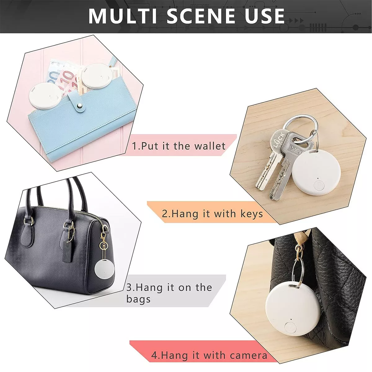 Bluetooth Item Finder Key Tag, App-Paired Locator for Keys, Wallet, Bags & Remotes — Audible Alarm, Two-Way Phone Find — 2/4/6/8 Packs