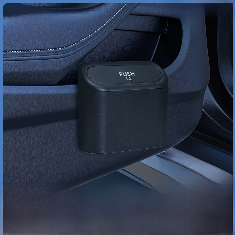 Car Door Hanging Trash Can, Mini Leakproof ABS Garbage Bin with Flip-Top Lid — Multiple Options