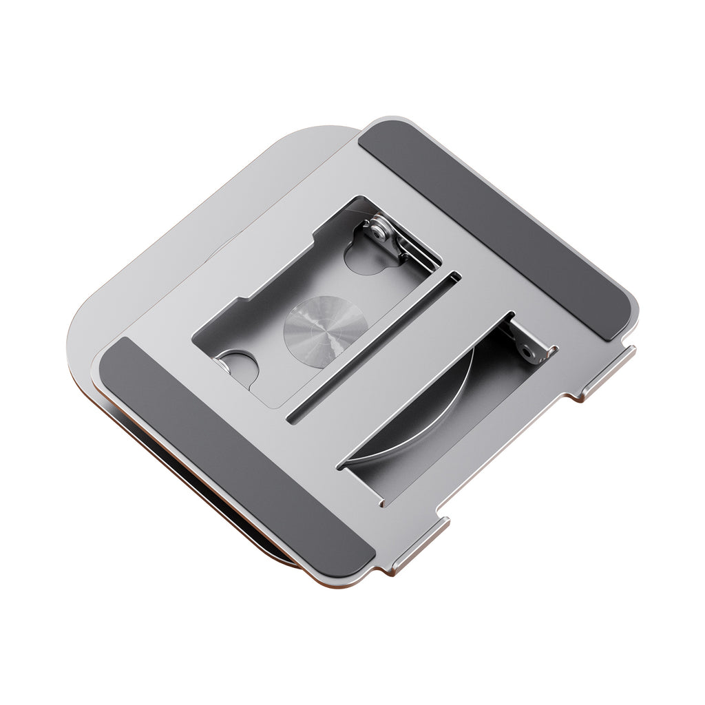 MCHOSE LS928 Adjustable Aluminum Laptop Stand, 360° Rotating Ergonomic Notebook & Tablet Holder, Foldable 1.185kg — Silver / White