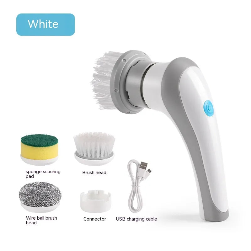 Electric Spin Scrubber, 4-in-1 Cordless Handheld Cleaning Brush with 360° Rotation & 4 Interchangeable Heads — Multipurpose
