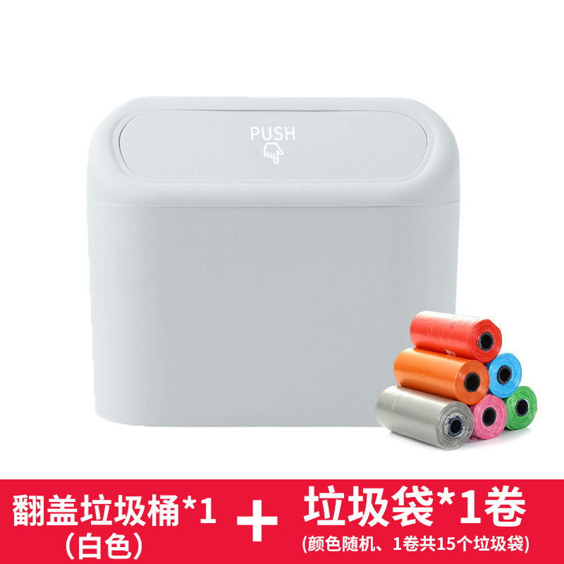 Car Door Hanging Trash Can, Mini Leakproof ABS Garbage Bin with Flip-Top Lid — Multiple Options