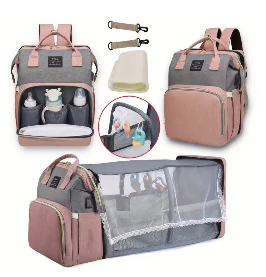 Large-Capacity Mommy Bag, Multi-Pocket Diaper Backpack with Side Bottle Pockets — 9 Colors