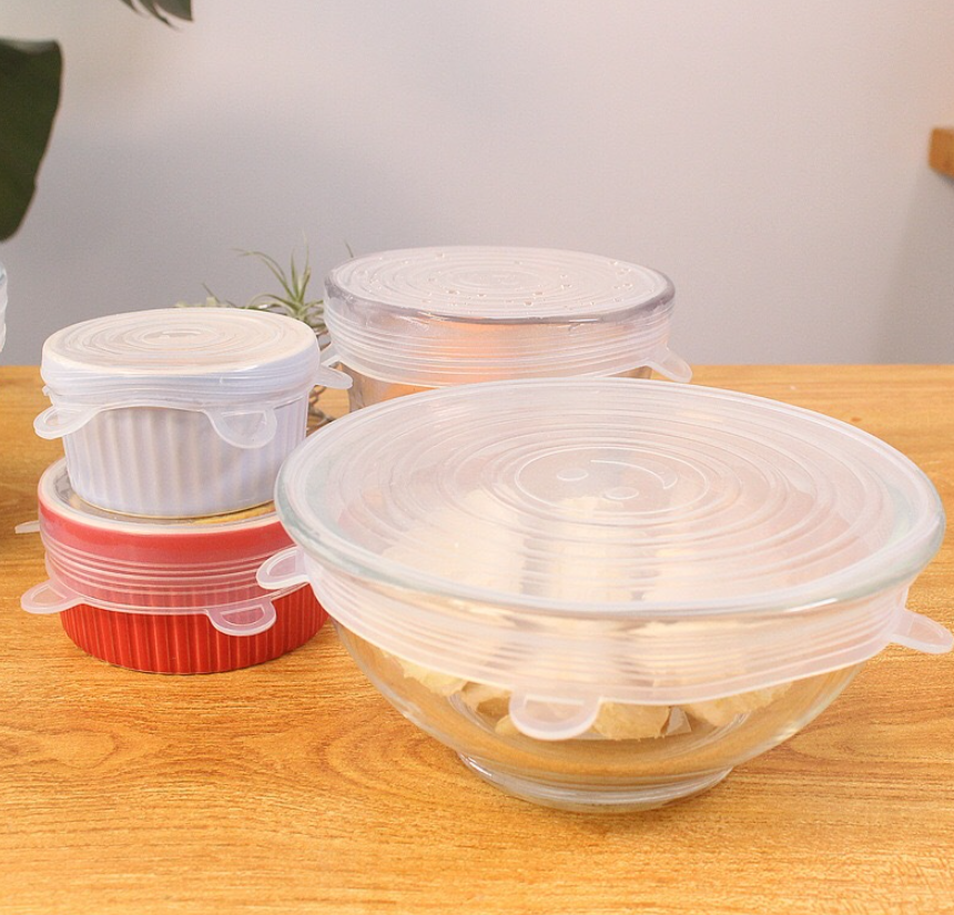 Silicone Stretch Lids for Food Storage, 12-Pack Reusable Food-Grade Silicone Lids in 6 Sizes — Multiple Colors