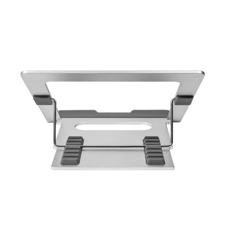 Adjustable Laptop Stand with Cooling Bracket, Aluminum Alloy & Silicone Ergonomic Riser, 243x217mm Pad, Portable — Silver / Black