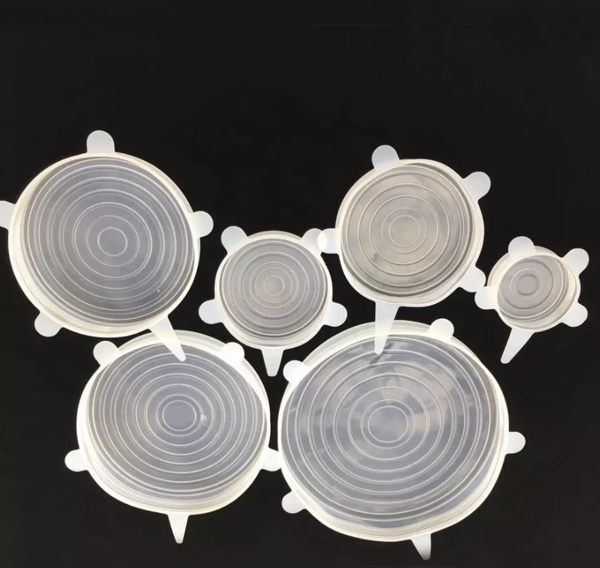 Silicone Stretch Lids for Food Storage, 12-Pack Reusable Food-Grade Silicone Lids in 6 Sizes — Multiple Colors
