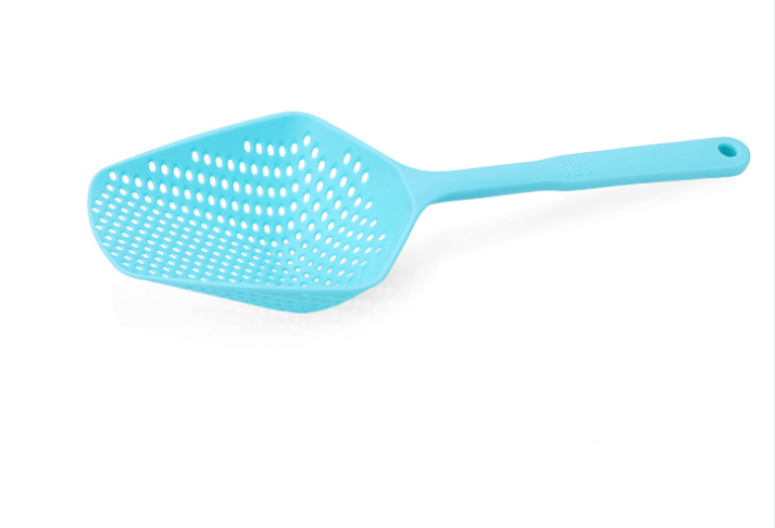 Kitchen Water Strainer Spatula, Large Slotted Scoop & Ice Shovel in Non-Toxic Nylon with Hanging Hole, 34.5x12.5x6cm — Multi-Color