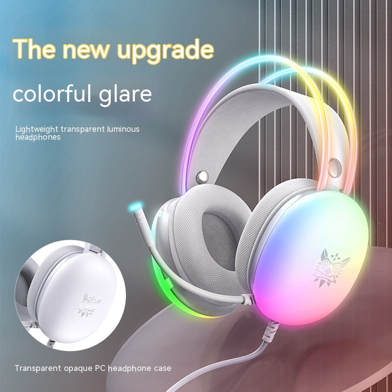 RGB Rainbow Gradient Gaming Headset with Microphone, Over-Ear Wired Headphones with LED Lighting & 3.5mm Braided Cable, for PC, PS4 & Xbox