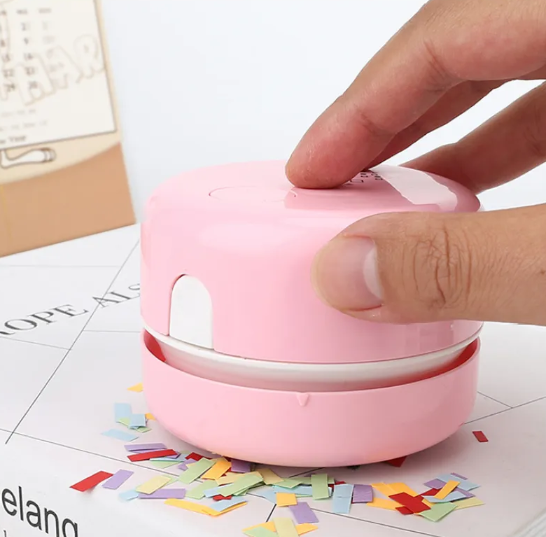 Mini Desktop Vacuum Cleaner, Portable Battery-Powered Handheld Desk Sweeper for Dust, Eraser Shavings & Crumbs — 4 Colors