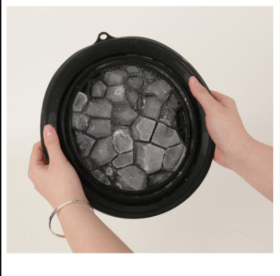 Collapsible Silicone Ice Basin, Flexible Ice Bath Bowl for Facial Skincare, Ice Facials & Spa Treatments — Black / Green / Purple