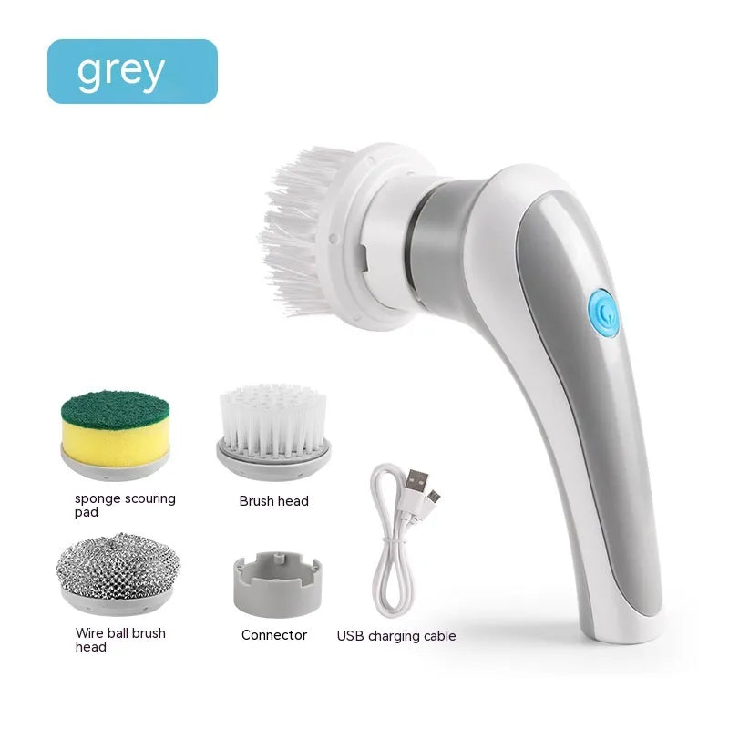 Electric Spin Scrubber, 4-in-1 Cordless Handheld Cleaning Brush with 360° Rotation & 4 Interchangeable Heads — Multipurpose