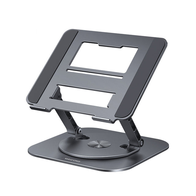 MCHOSE LS928 Adjustable Aluminum Laptop Stand, 360° Rotating Ergonomic Notebook & Tablet Holder, Foldable 1.185kg — Silver / White