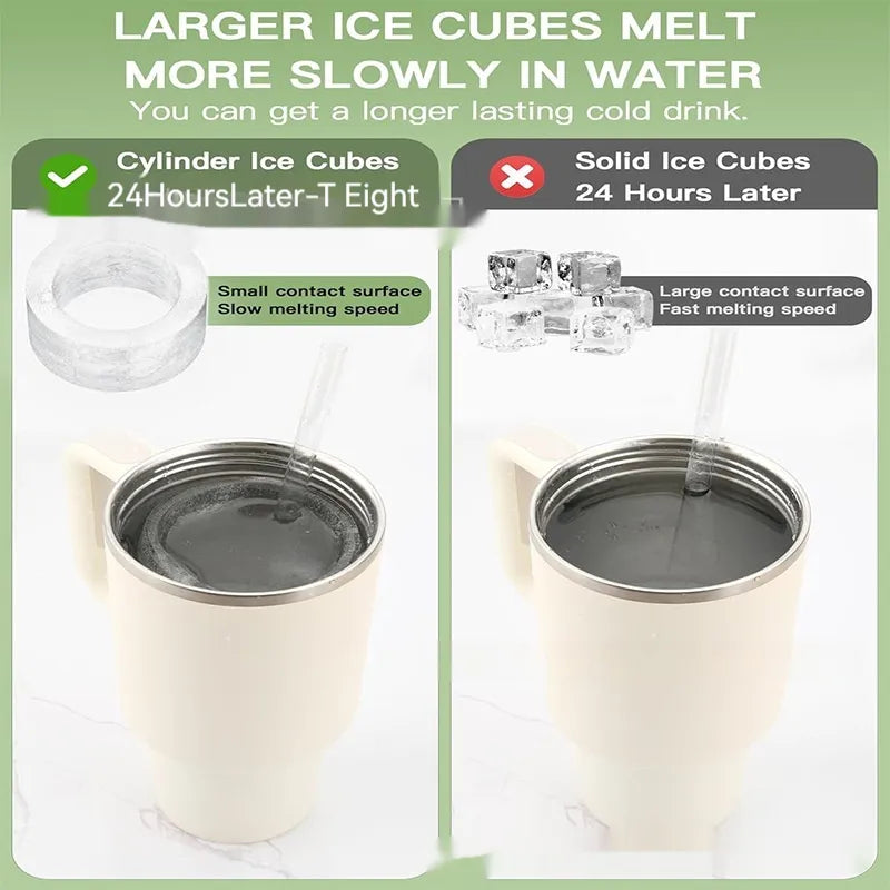 Ice Cube Mold for Tall Tumblers, Silicone Ice Cube Tray with Lid & Storage Bin, Easy-Fill & Release Ice Maker for Drinks — Green
