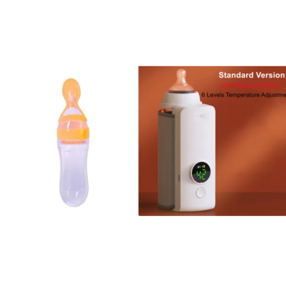 Portable Wireless Baby Bottle Warmer, USB Rechargeable Travel Milk Warmer with 42°C Constant or 37-55°C Adjustable Heating & Insulation Sleeve
