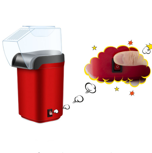 Hot Air Popcorn Machine, Oil-Free Electric Popcorn Maker with 2-Minute Fast Popping — White / Red