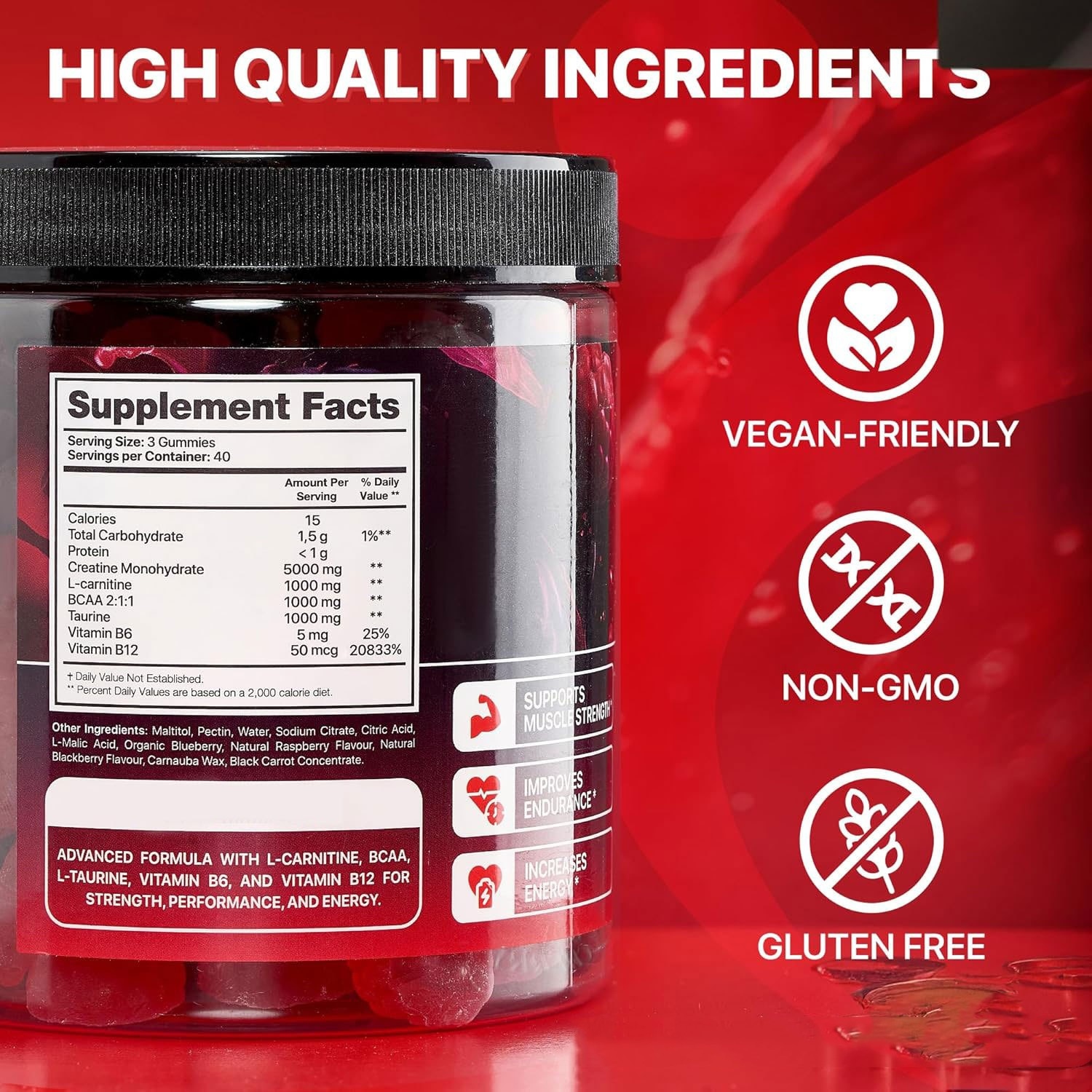 Muscle Boost Gummies with Creatine, Chewable Creatine Gummies Designed to Support Energy, Endurance & Muscle Recovery — 120 Count