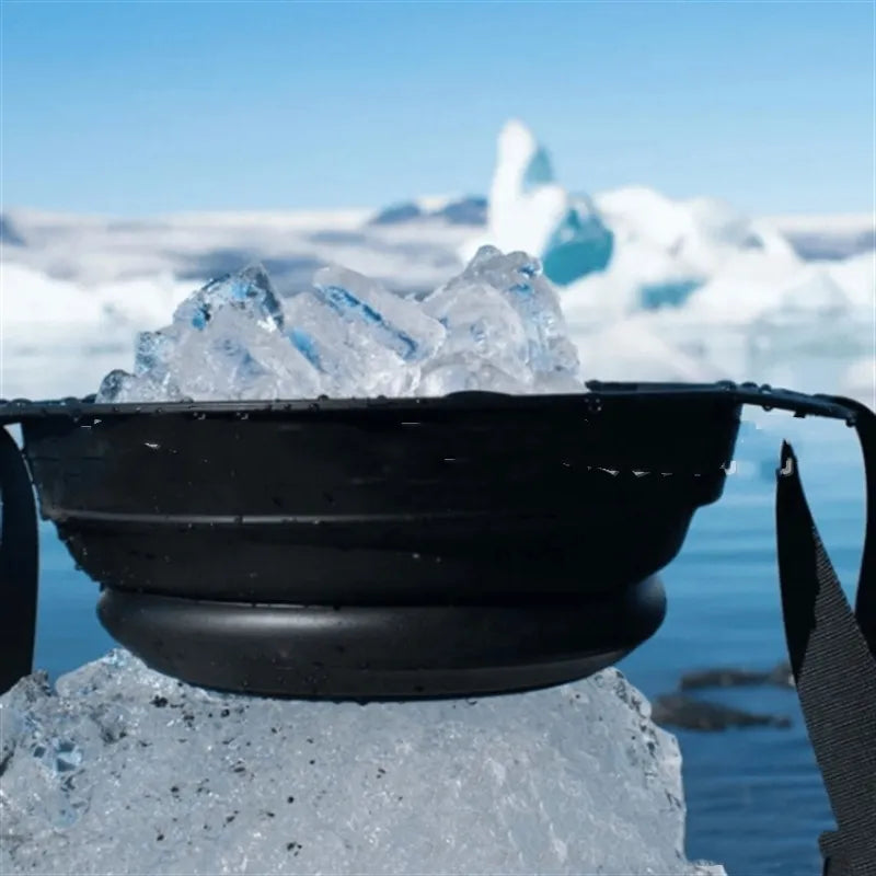 Ice Bath Shower Attachment, Collapsible Hanging Ice Basin for Cold-Plunge Showers — Fits Under the Shower Head You Already Have — Black