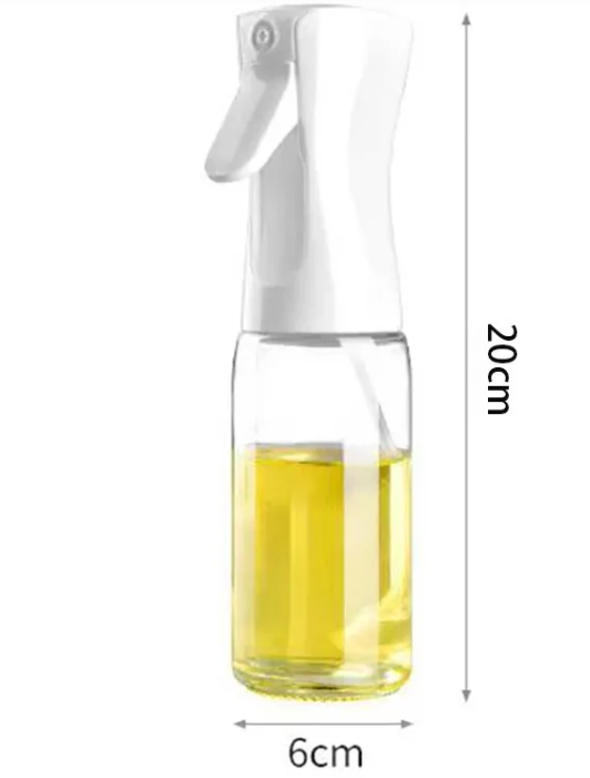 Portable Cooking Oil Sprayer, Refillable Glass Olive Oil Mister with Continuous Fine-Mist Nozzle — Black / White, 200-300ml