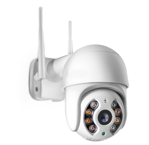 Wireless Security Camera Outdoor Indoor, 1080p HD WiFi PTZ Camera, 360° View, IP66 Waterproof, Night Vision, Motion Detection & Auto Tracking — White