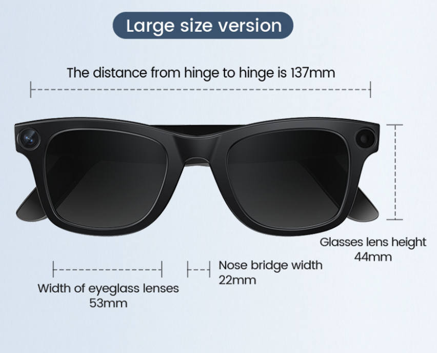 AI Camera Smart Glasses, HD Video Recording Smart Glasses with Anti-Shake, Voice Calls, Translation & Object Recognition — Sunglasses / Clear Lens