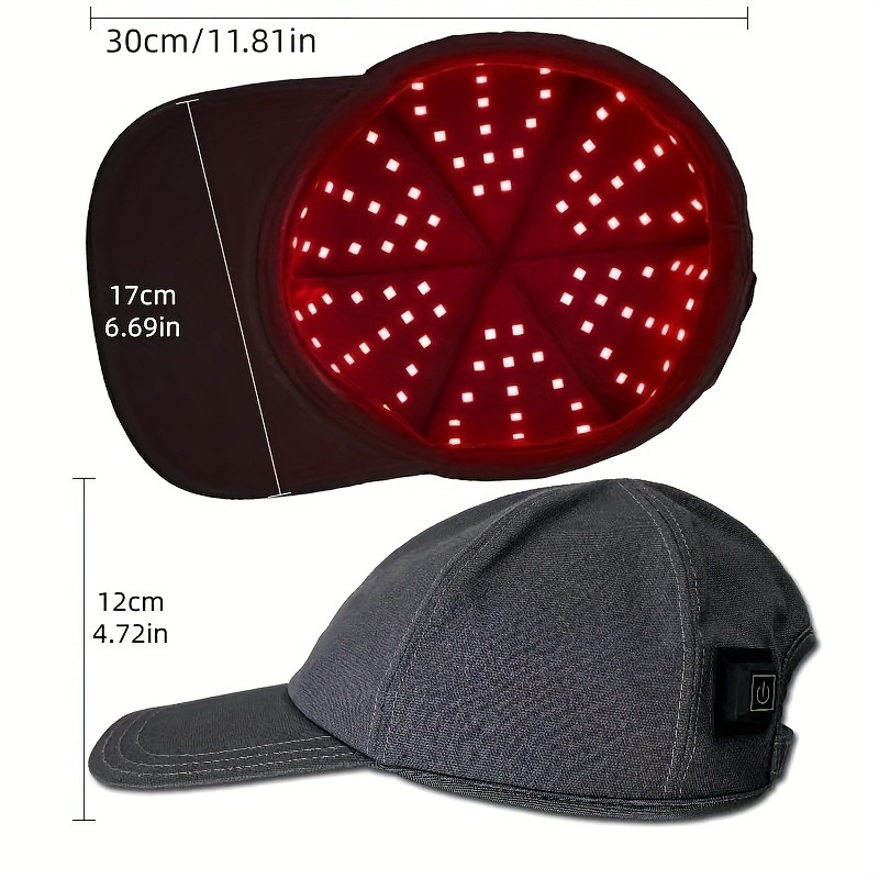 Red Light Therapy Cap, Portable 650nm Red Light Hair Care Cap for Scalp Wellness, Wearable Hair-Care Support Device for Home Use — Black
