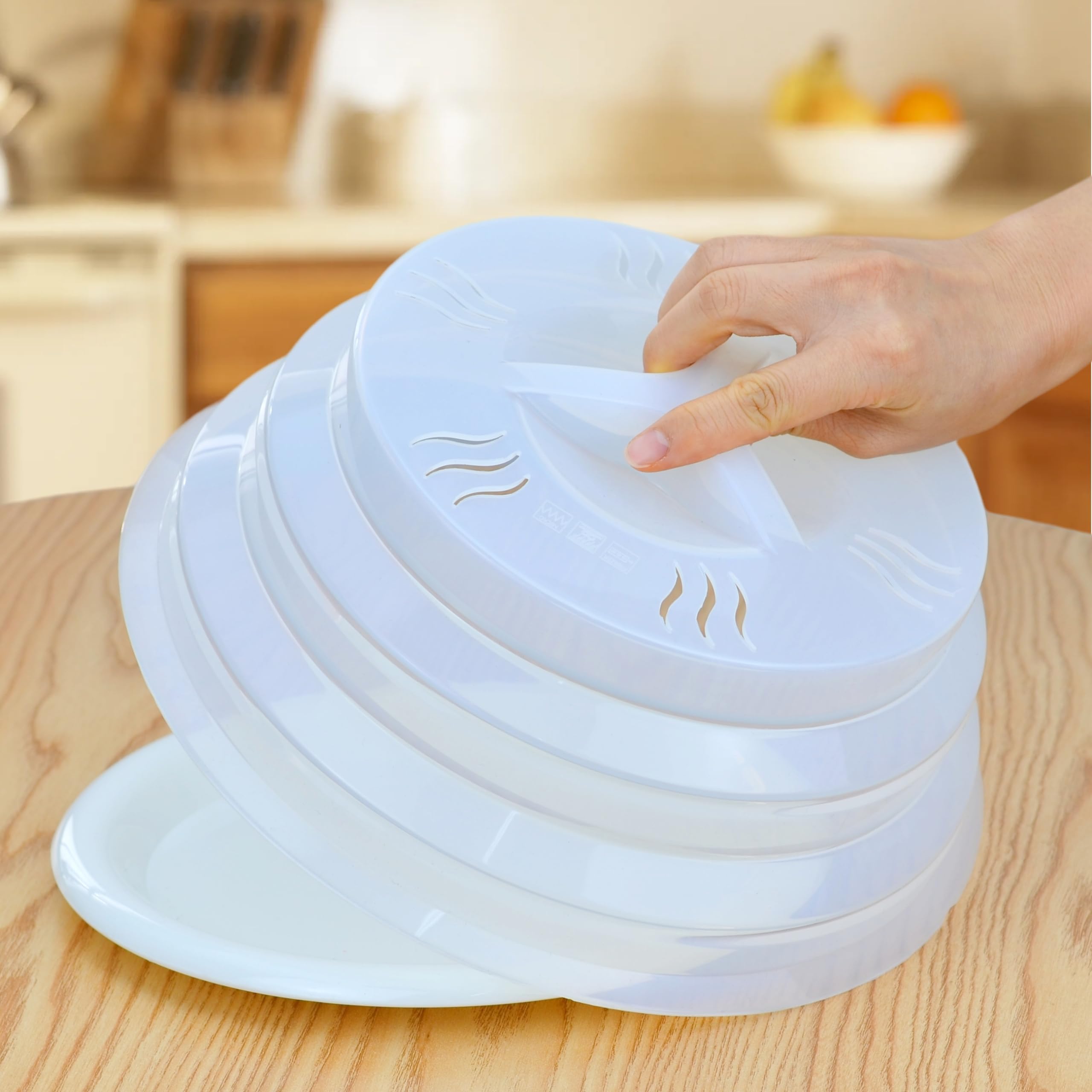 Silicone Microwave Splatter Cover, BPA-Free Collapsible Plate Cover with Steam Vents & Y-Grip Handle, 11.5x11.5x4.72in — White