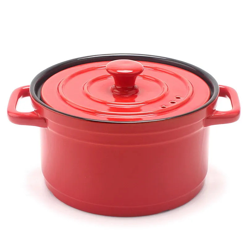 Heat-Resistant Ceramic Stew Pot with Non-Stick Surface, Gas-Stove Compatible Soup & Casserole Cooking Pot — Available in 3L, 4L & 5L Sizes