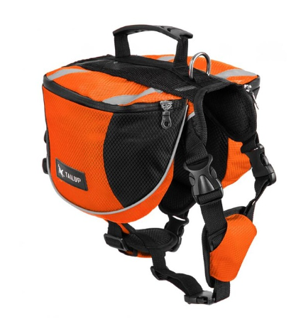 Dog Saddle Bag Backpack Harness, Adjustable Oxford Pet Vest with Zip Side Pockets, Top Handle & D-Ring — 8 Colours, S/M/L