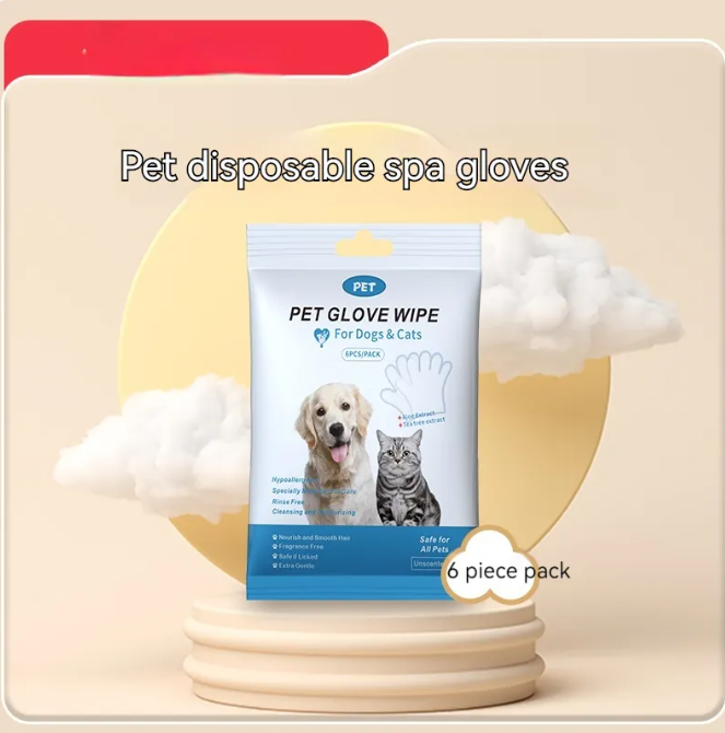 Pet Glove Wipes & Dental Finger Wipes for Cats & Dogs, Gentle No-Rinse Grooming Wipes for Coat, Paws & Teeth — 5/6 pc Packs