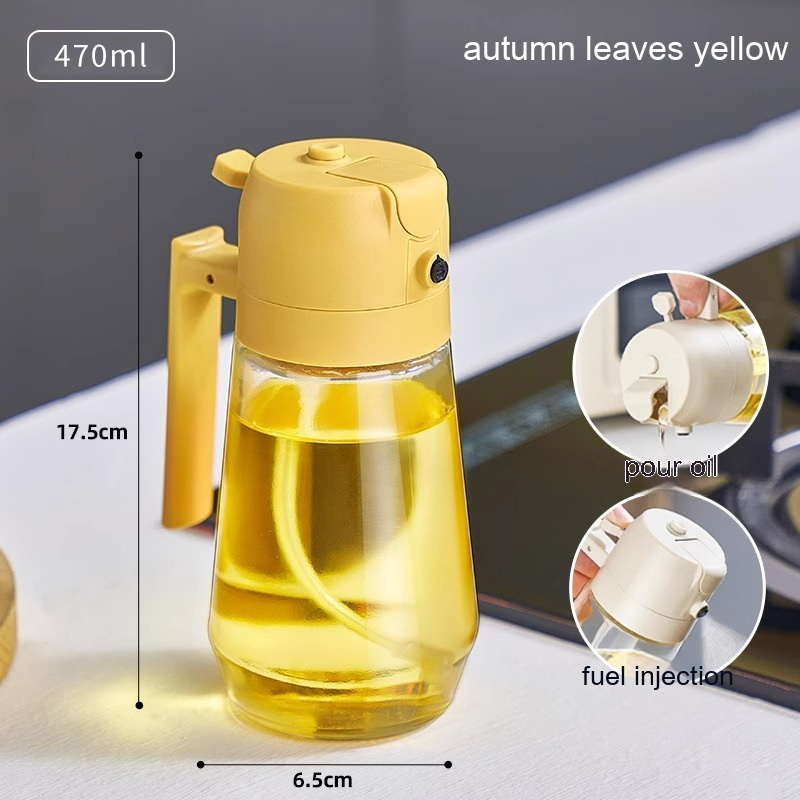 Versatile Olive Oil Sprayer Dispenser, 470ml Clear Glass Oil & Vinegar Spray Bottle for Cooking, Grilling, Baking — 4 Colors, 1 or 2 Pack