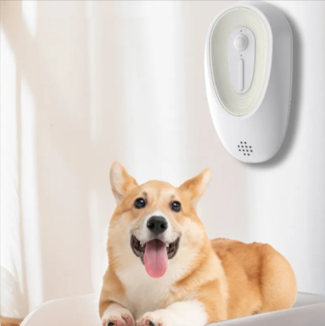 Pet Odor Eliminator for Litter Boxes, Rechargeable Smart Deodorizer with Sterilization & Odor-Neutralizing Technology — White
