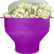 Collapsible Silicone Microwave Popcorn Popper, Food-Grade Microwavable Popcorn Maker Bowl — Red / Blue / Green / Purple