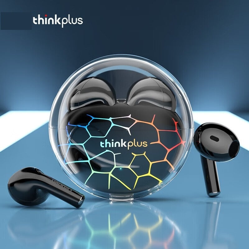 Lenovo LP80 Pro RGB Wireless Gaming Earbuds, Bluetooth 5.3 TWS Semi-In-Ear Open-Fit Headphones with Low Latency & Built-In Mic — Black