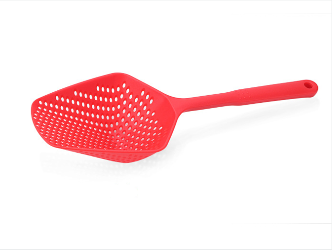 Kitchen Water Strainer Spatula, Large Slotted Scoop & Ice Shovel in Non-Toxic Nylon with Hanging Hole, 34.5x12.5x6cm — Multi-Color