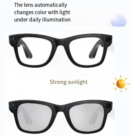 AI Camera Smart Glasses, HD Video Recording Smart Glasses with Anti-Shake, Voice Calls, Translation & Object Recognition — Sunglasses / Clear Lens