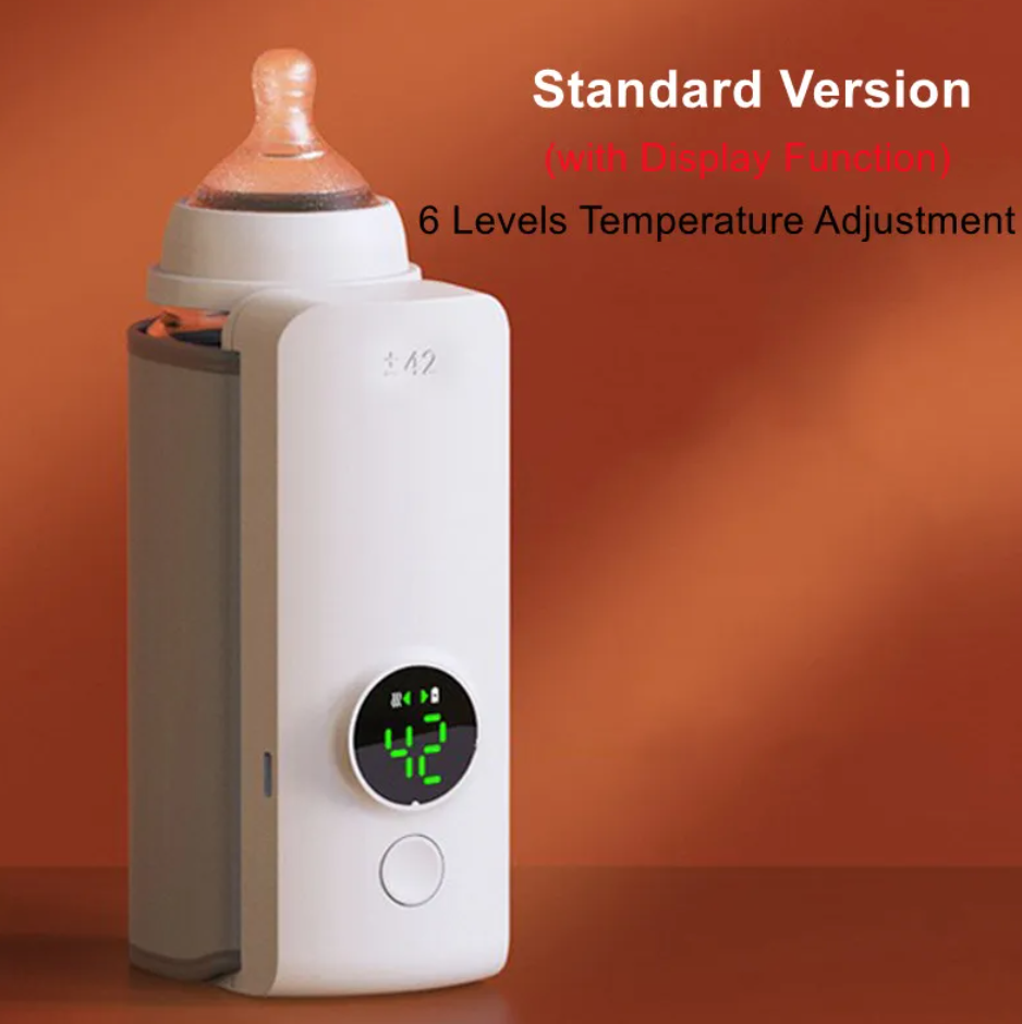 Portable Wireless Baby Bottle Warmer, USB Rechargeable Travel Milk Warmer with 42°C Constant or 37-55°C Adjustable Heating & Insulation Sleeve