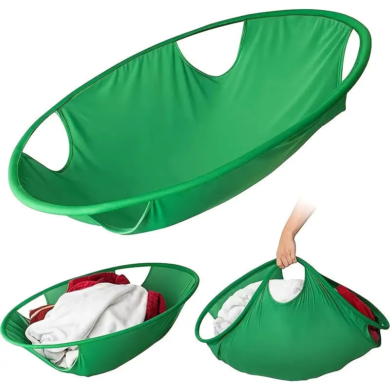 Pop-Up Laundry Sling, Sprung-Hoop Carrier You Lay Inside the Drum to Lift a Whole Wash Out at Once — Four Carry Handles, Large 26 in / Small 21 in