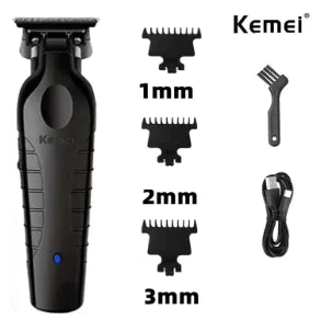 Kemei KM-2299 Cordless Detail Hair Trimmer, Rechargeable Electric Hair Trimmer for Men with Titanium Alloy Blade — Black