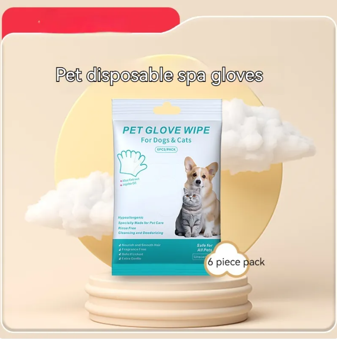 Pet Glove Wipes & Dental Finger Wipes for Cats & Dogs, Gentle No-Rinse Grooming Wipes for Coat, Paws & Teeth — 5/6 pc Packs