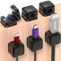 Desk Cable Management Set of 6 Cable Clips, Self-Adhesive Cord Organizer Holder for Desk, Home & Office, Tidy Wire Management for USB — Black
