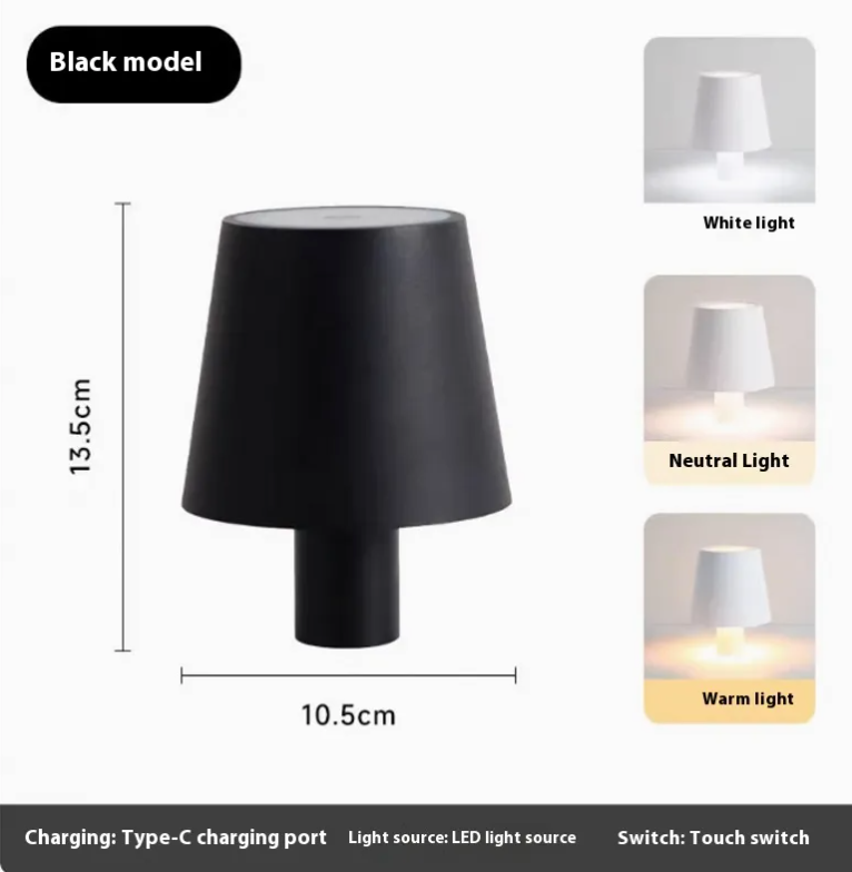 LED Bottle Lamp Rechargeable Dimmable Table Lamp, Wireless Wine Bottle Light Kit with Touch Dimming & 3 Color Modes — Black / White