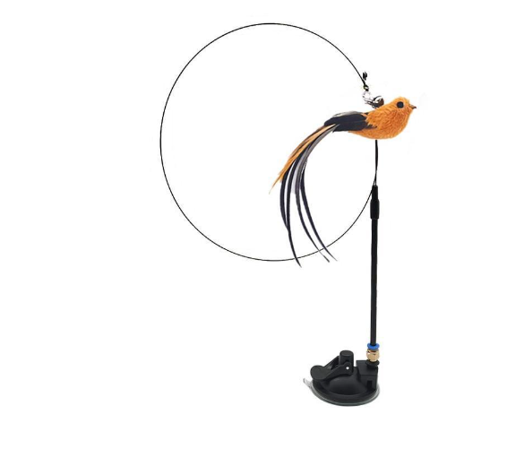 Interactive Cat Toys for Indoor Cats, Self-Play Feather Teaser with Suction Cup Base & Bell — 5 Styles Available