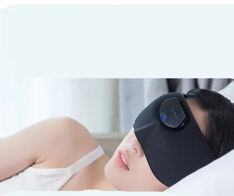 Smart Sleep Mask, 3D Contoured Blackout Sleep Goggles with Rechargeable Module, 2-Hour Quick Charge, 235x92mm — Black