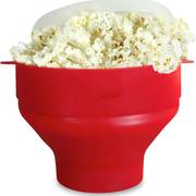 Collapsible Silicone Microwave Popcorn Popper, Food-Grade Microwavable Popcorn Maker Bowl — Red / Blue / Green / Purple