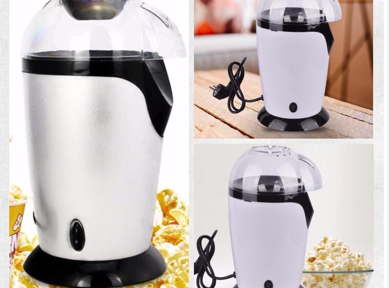 Mini Electric Popcorn Machine for Kids, Fully Automatic Hot Air Popcorn Maker — White / Red