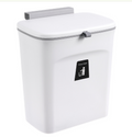 Push-Top Trash Can for Kitchen & Cabinet, 7L Hanging Waste Bin with Flip Lid, Hook, Scraper & Traceless Sticker — White / Gray / Cream