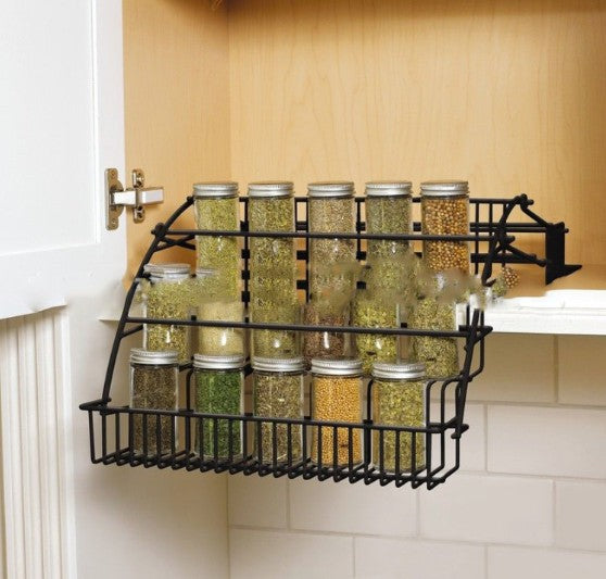 Retractable Kitchen Storage Organizer, 3-Tier Expandable Spice Rack, SlideAway Space-Saving Under-Cabinet & Countertop Shelf — Black